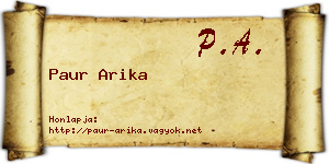 Paur Arika névjegykártya